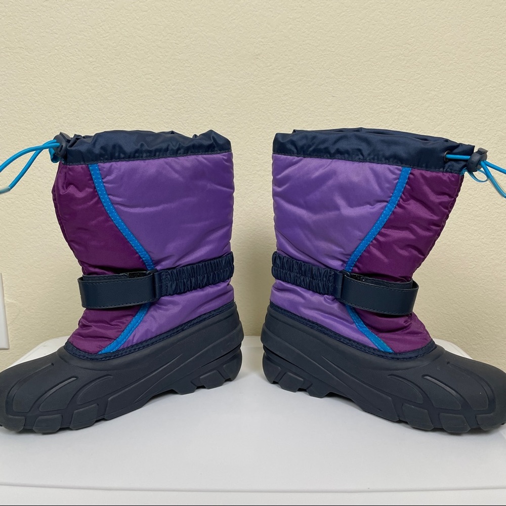 SOREL Size 4 Children Flurry Winter Snow Boots Purple Gray Kids Shoes - Picture 6 of 8